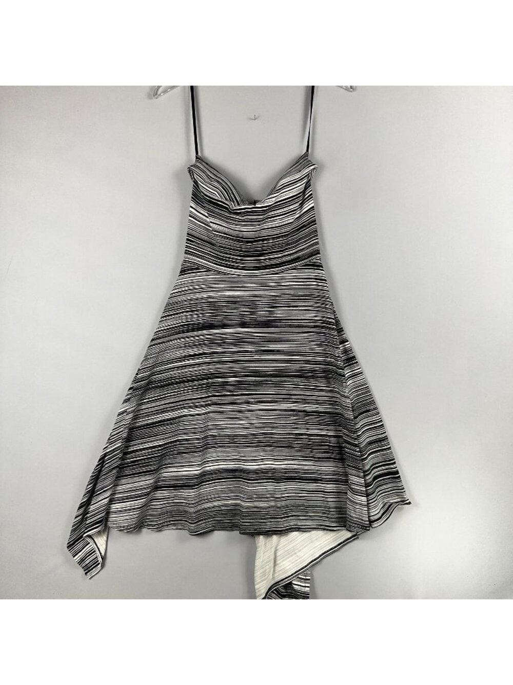 Ann Taylor Dress Size Small Black White Striped Strapless Asymmetrical Hem